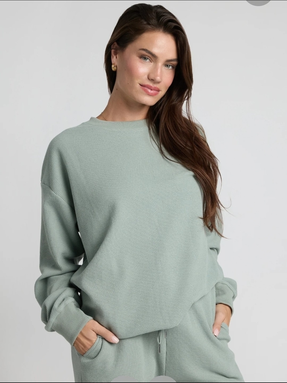 Comfrt Sage Waffle Knit Crewneck Pullover